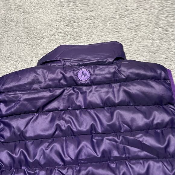 Marmot Down Puffer Vest Womens Medium 800 Fill Purple Jacket Full Zip Mock Neck - Picture 4 of 7